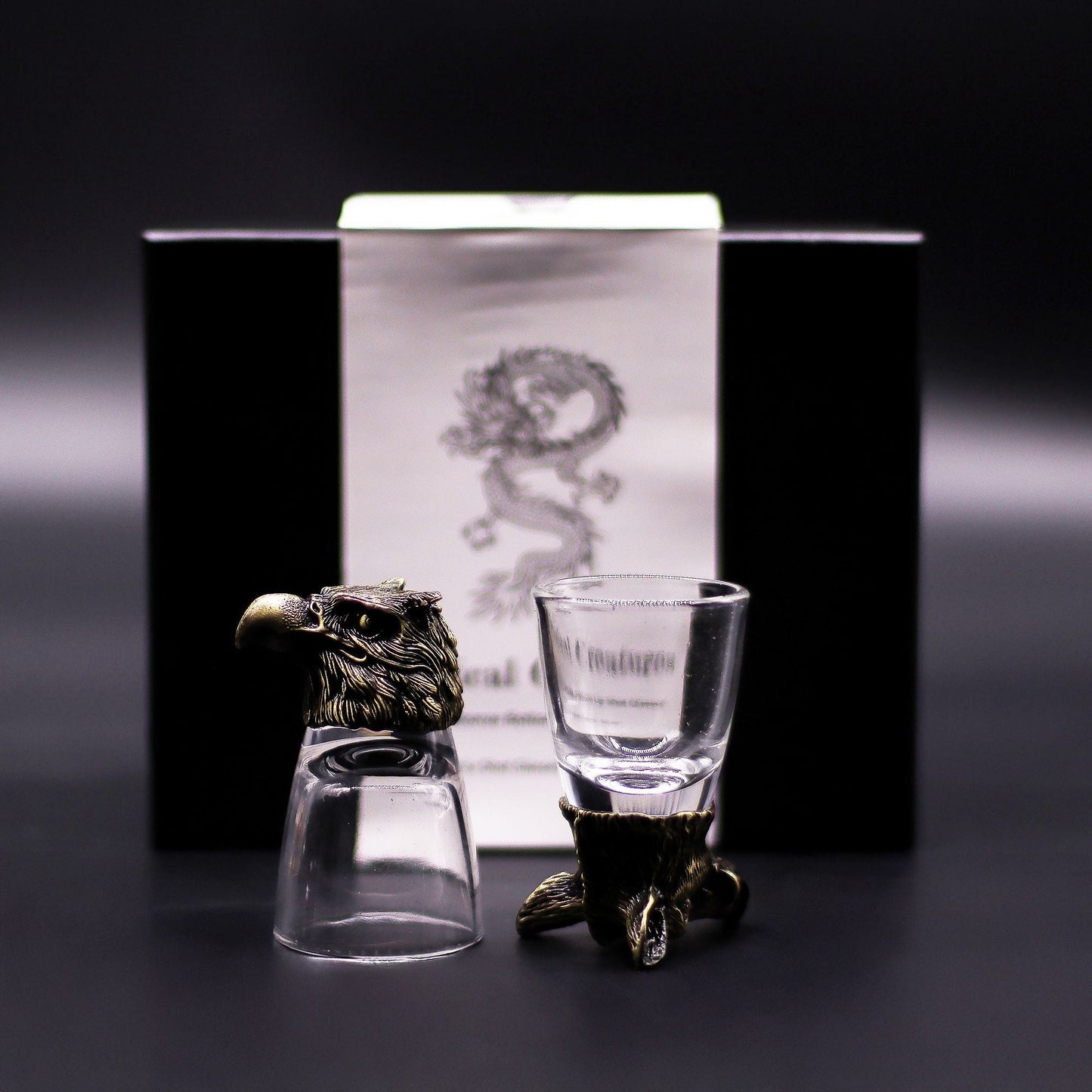 Gift Set of 6 Shot Glasses (50ml) - Wild Forest Creatures - Antique Bronze - Luna Temple