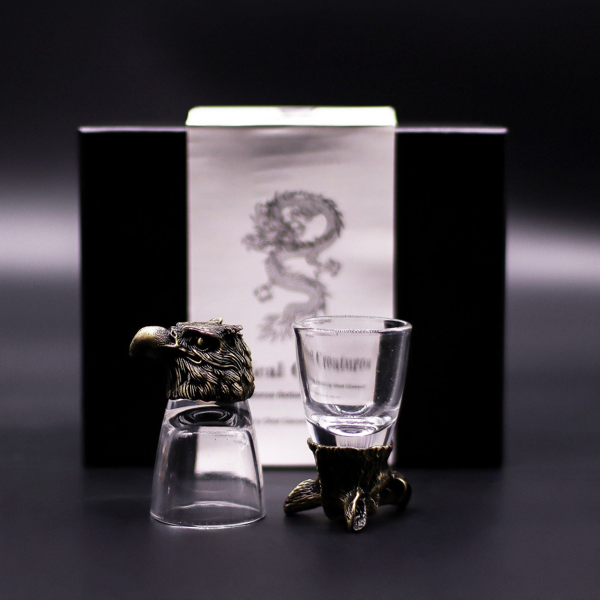 Gift Set of 6 Shot Glasses (50ml) - Wild Forest Creatures - Antique Bronze - Luna Temple