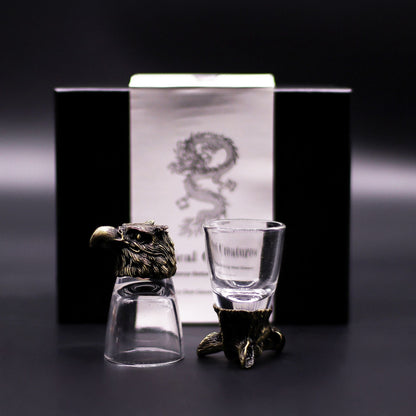 Gift Set of 6 Shot Glasses (50ml) - Wild Forest Creatures - Antique Bronze - Luna Temple