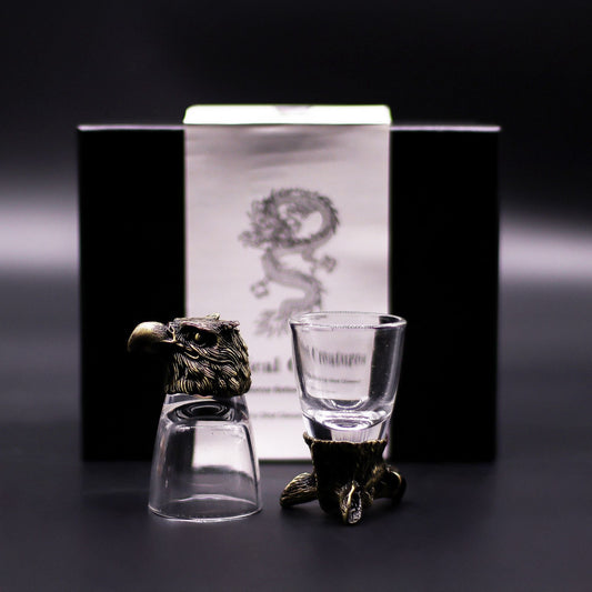 Gift Set of 6 Shot Glasses (50ml) - Wild Forest Creatures - Antique Bronze - Luna Temple