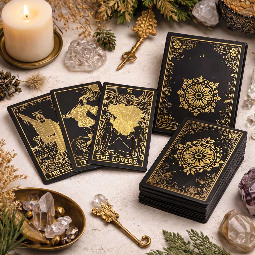 Gold Foil Tarot Set with Book - Gift Box - Luna Temple