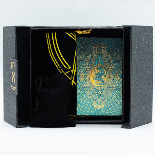 Gold & Turqoice Foil Tarot Card - Gift Set - Luna Temple
