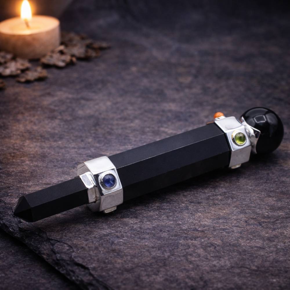 Hexagonal Crystal Healing Wand – Black Agate - Luna Temple