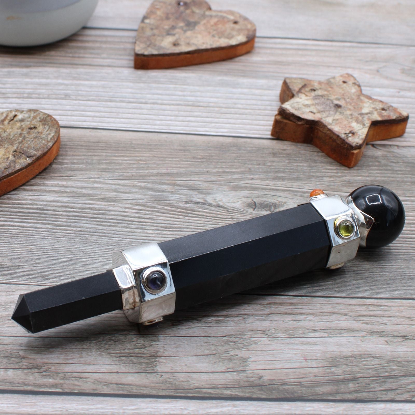 Hexagonal Crystal Healing Wand – Black Agate - Luna Temple