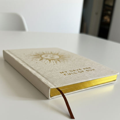 Ivory Gratitude Journal with Gold Lining - 120 pages - My Days are Full of Sun - Luna Temple