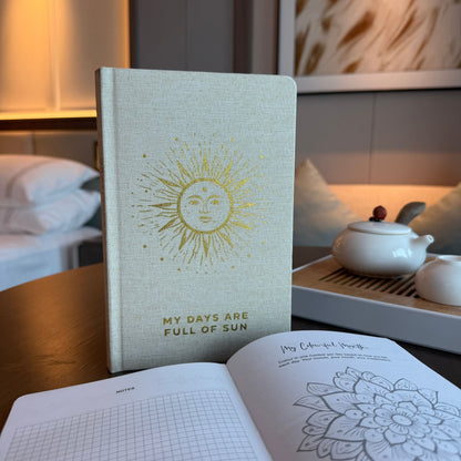 Ivory Gratitude Journal with Gold Lining - 120 pages - My Days are Full of Sun - Luna Temple