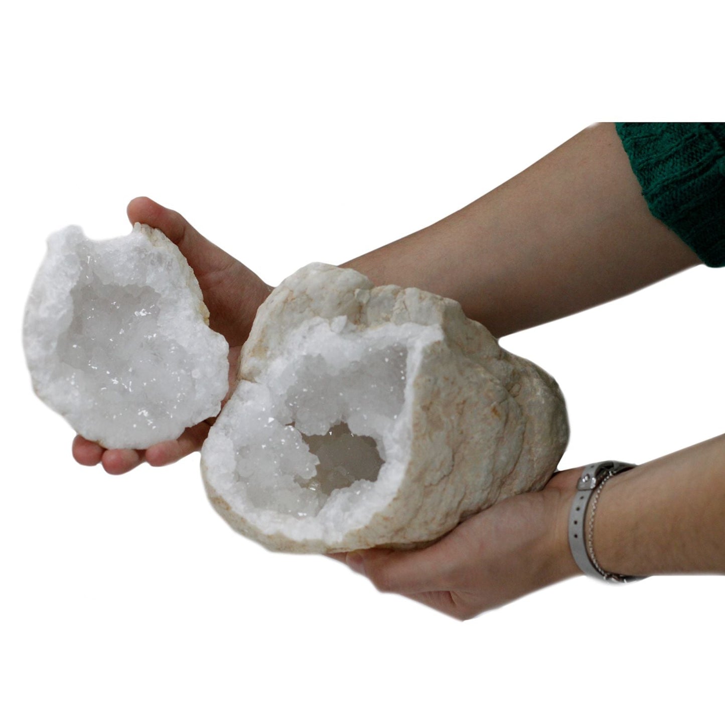 Large Calcite Geodes 15–18cm – Natural Crystal Pair - Luna Temple