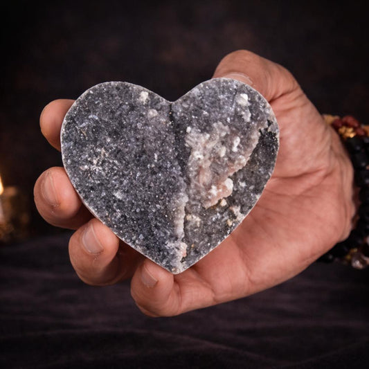 Large Calcite Heart – Polished Natural Crystal - Luna Temple