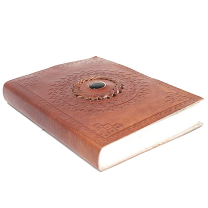Leather Black Onyx Notebook - Luna Temple