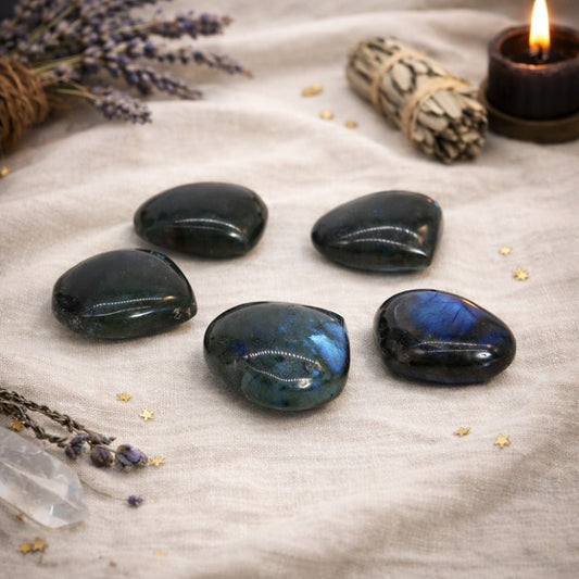Madagascar Labradorite Hearts Stone - Luna Temple