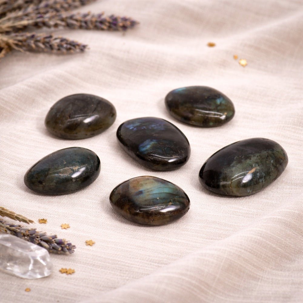 Madagascar Labradorite Palm Stone - Luna Temple