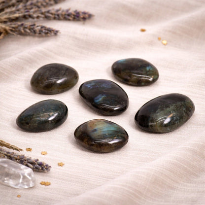 Madagascar Labradorite Palm Stone - Luna Temple