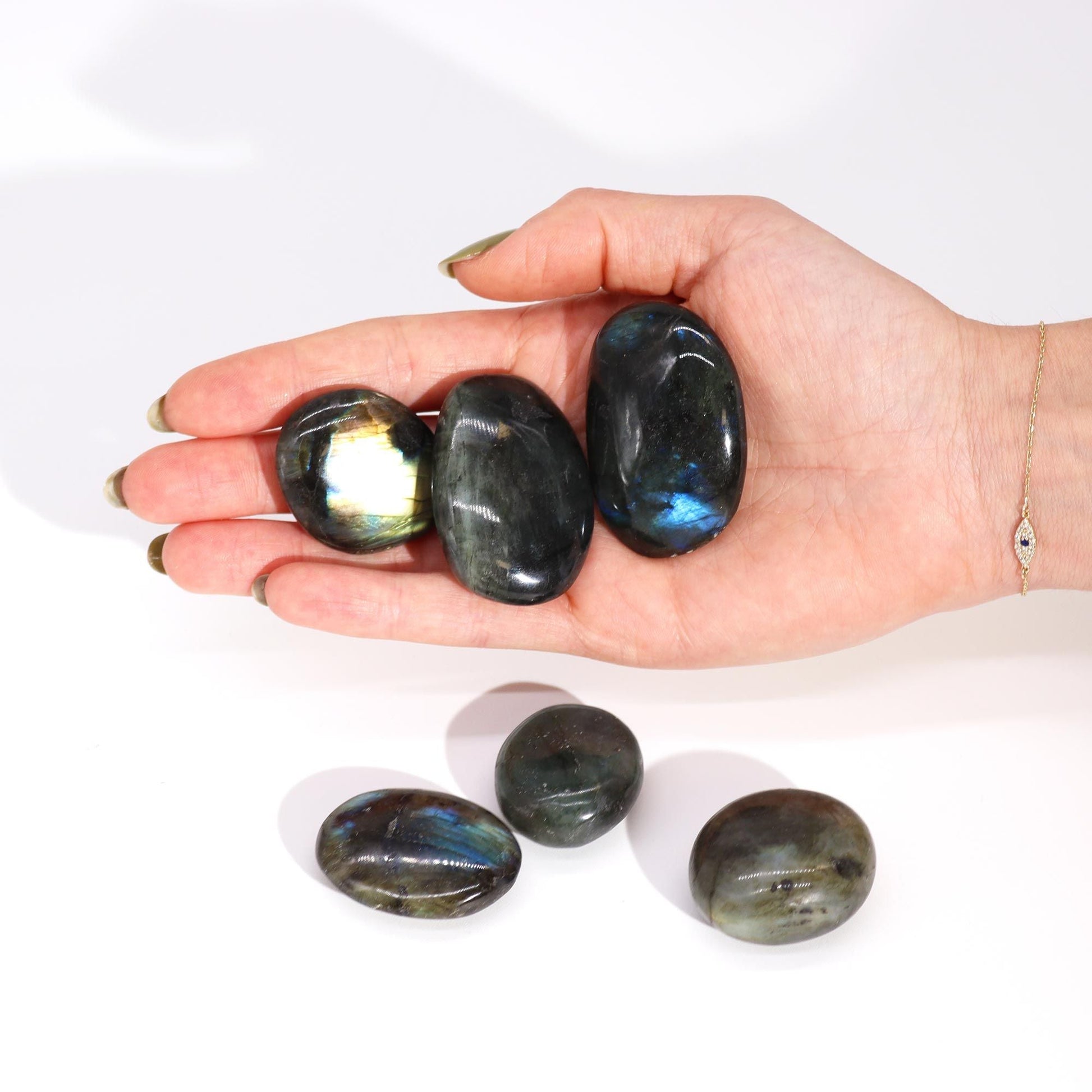 Madagascar Labradorite Palm Stone - Luna Temple