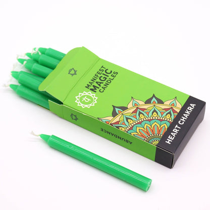 Magic Candles - Manifestation - Green - Heart Chakra - Pack of 12 - Luna Temple