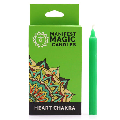 Magic Candles - Manifestation - Green - Heart Chakra - Pack of 12 - Luna Temple