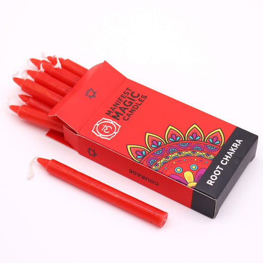 Magic Candles - Manifestation - Red - Root Chakra - Pack of 12 - Luna Temple
