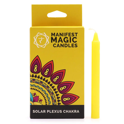 Magic Candles - Manifestation - Yellow - Solar Plexus Chakra - Pack of 12 - Luna Temple