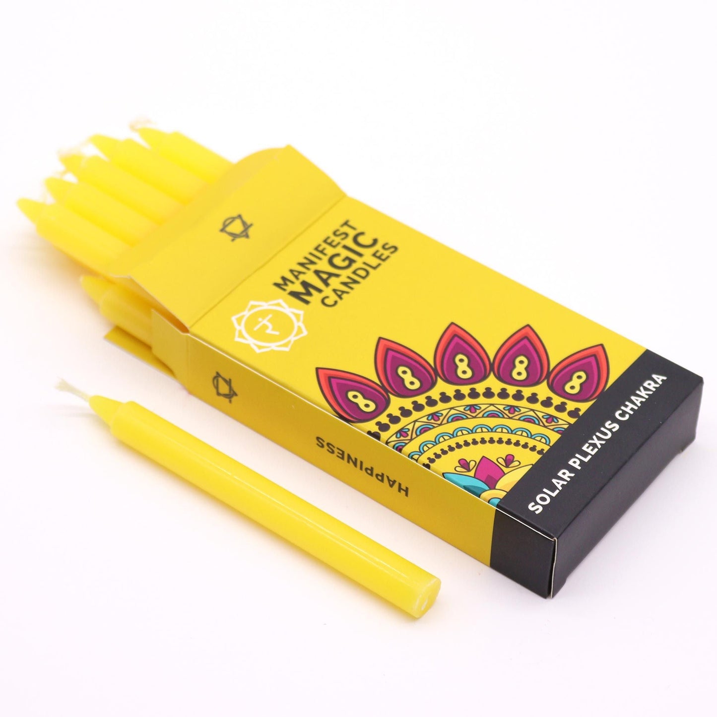 Magic Candles - Manifestation - Yellow - Solar Plexus Chakra - Pack of 12 - Luna Temple