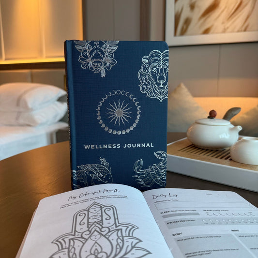 Midnight Blue Wellness Journal - 120 pages - Silver Zodiac - Luna Temple