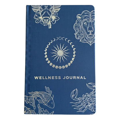 Midnight Blue Wellness Journal - 120 pages - Silver Zodiac - Luna Temple