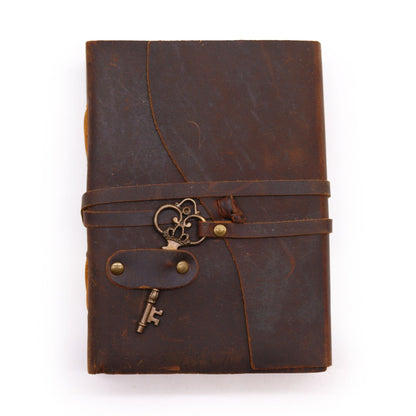 Oiled Leather Journal with Key - Luna Temple
