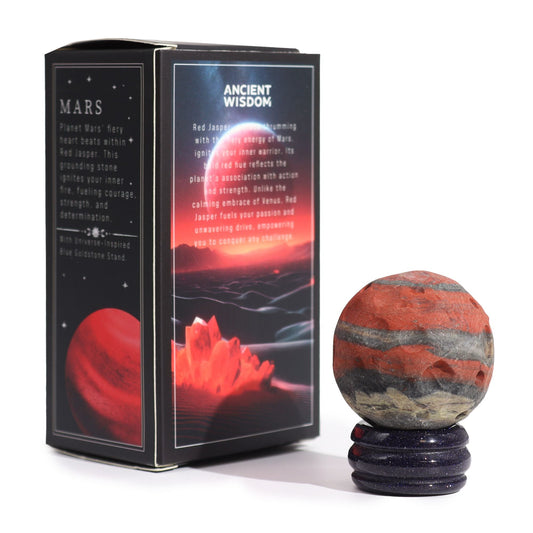 Red Jasper Planet on a Sola Goldstone Stand (MARS) - Luna Temple