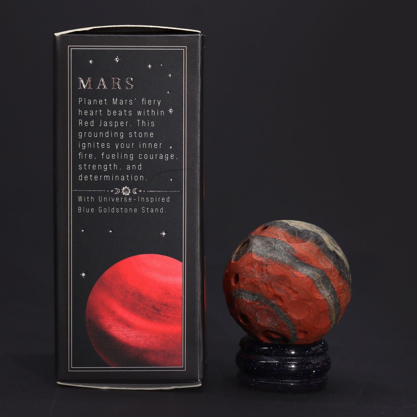 Red Jasper Planet on a Sola Goldstone Stand (MARS) - Luna Temple