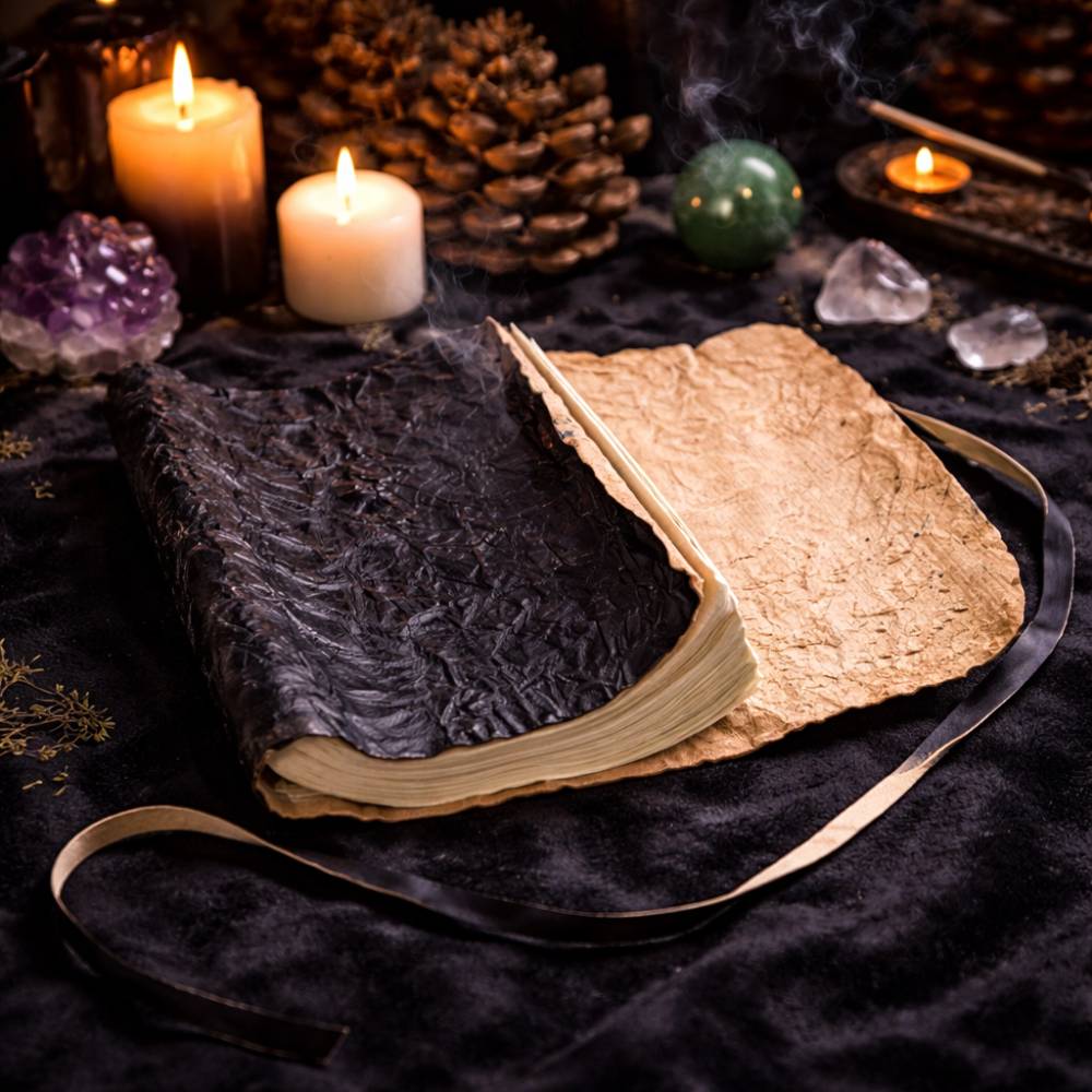 Rolled Leather Travel Notebook – Black - Luna Temple