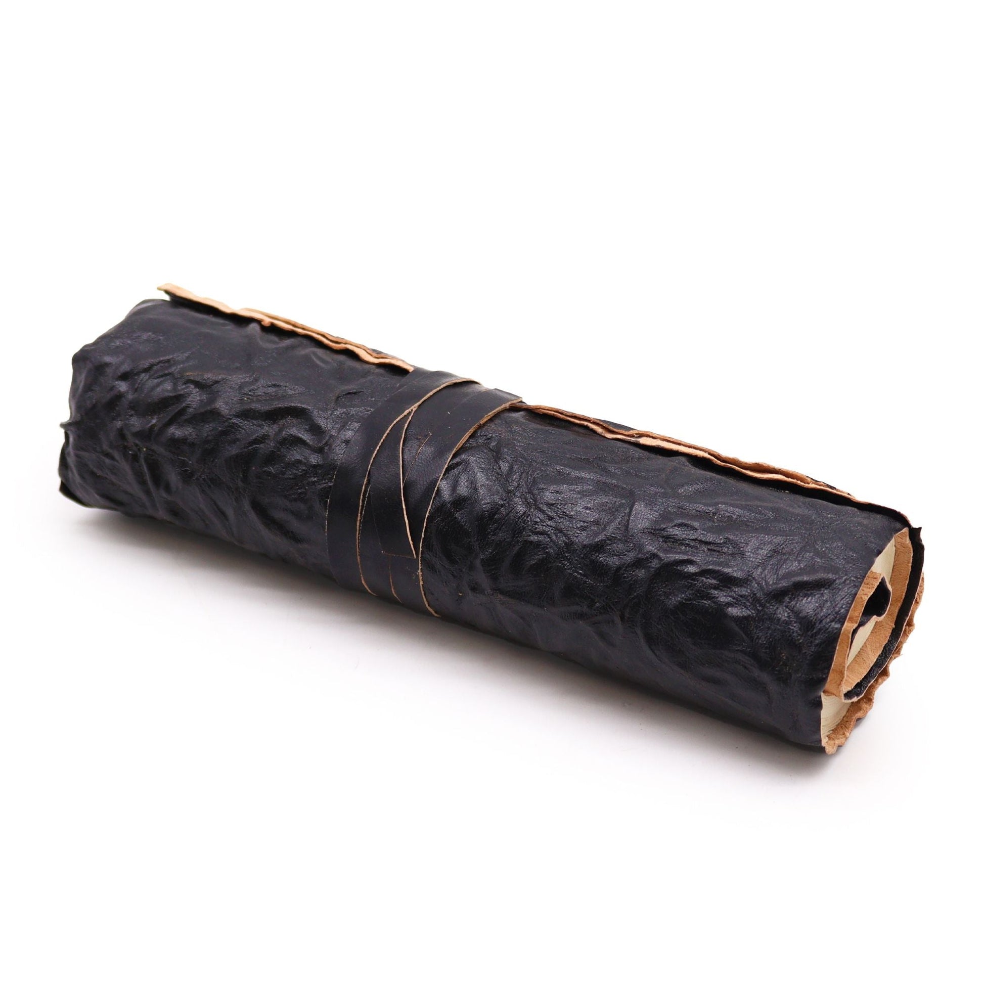 Rolled Leather Travel Notebook – Black - Luna Temple