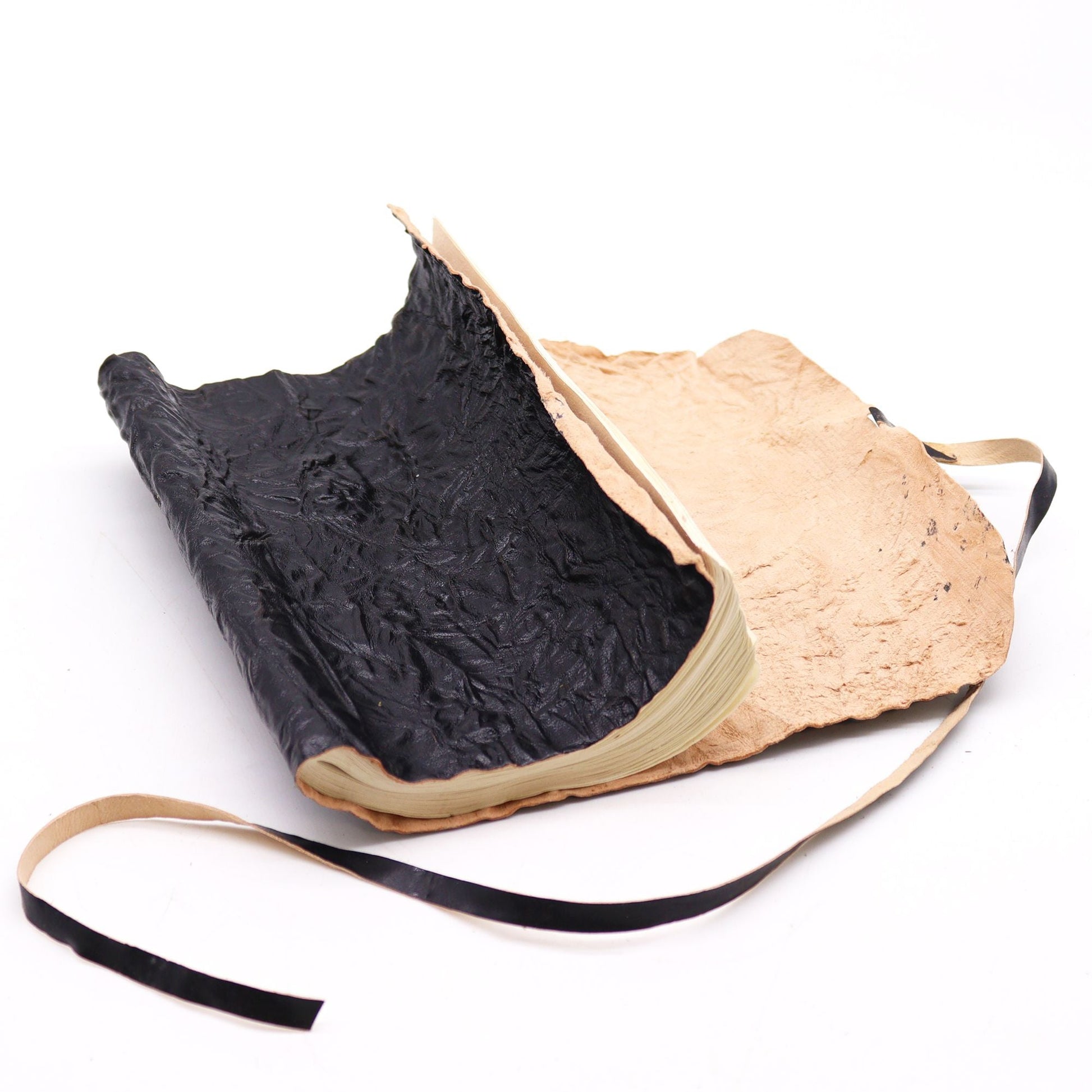 Rolled Leather Travel Notebook – Black - Luna Temple