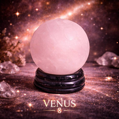 Rose Quartz Planet on a Sola Goldstone Stand (VENUS) - Luna Temple