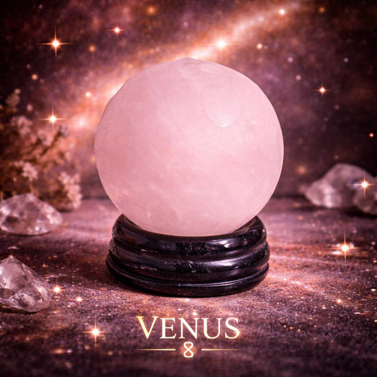 Rose Quartz Planet on a Sola Goldstone Stand (VENUS) - Luna Temple