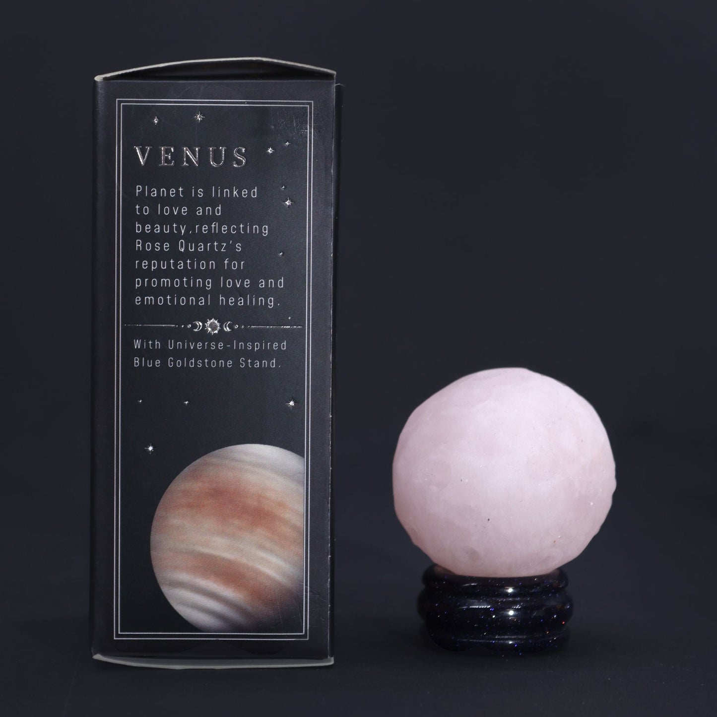 Rose Quartz Planet on a Sola Goldstone Stand (VENUS) - Luna Temple