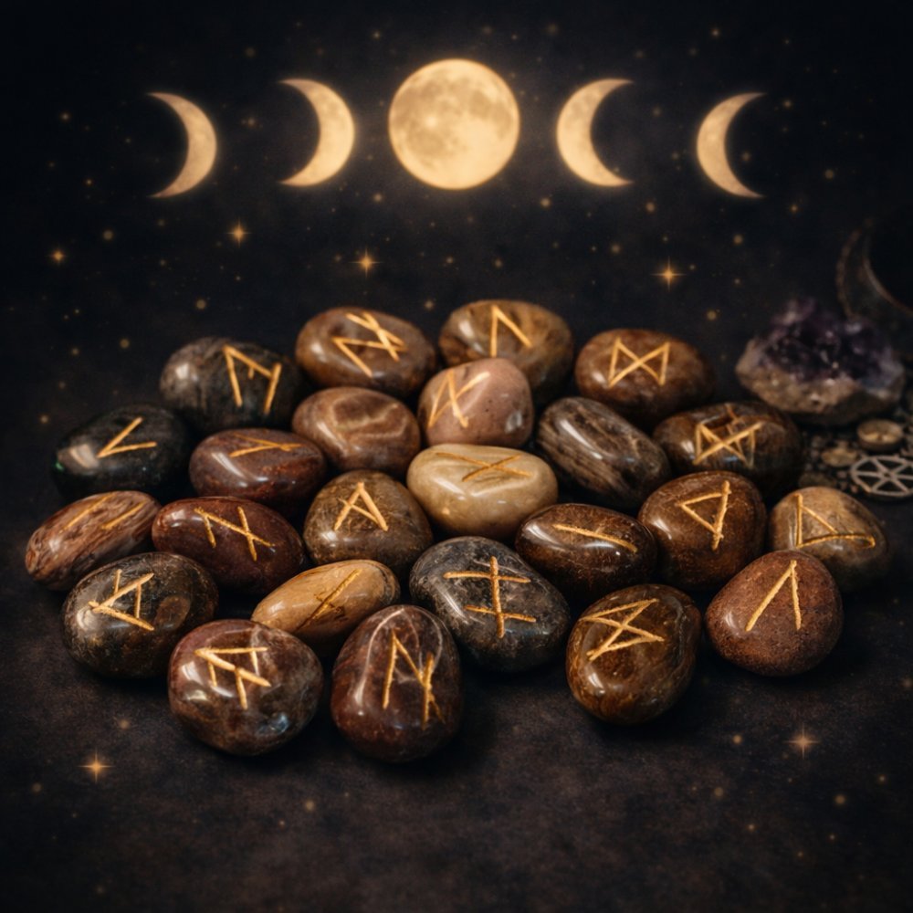 Rune Stone Set in Pouch – Fancy Jasper - Luna Temple