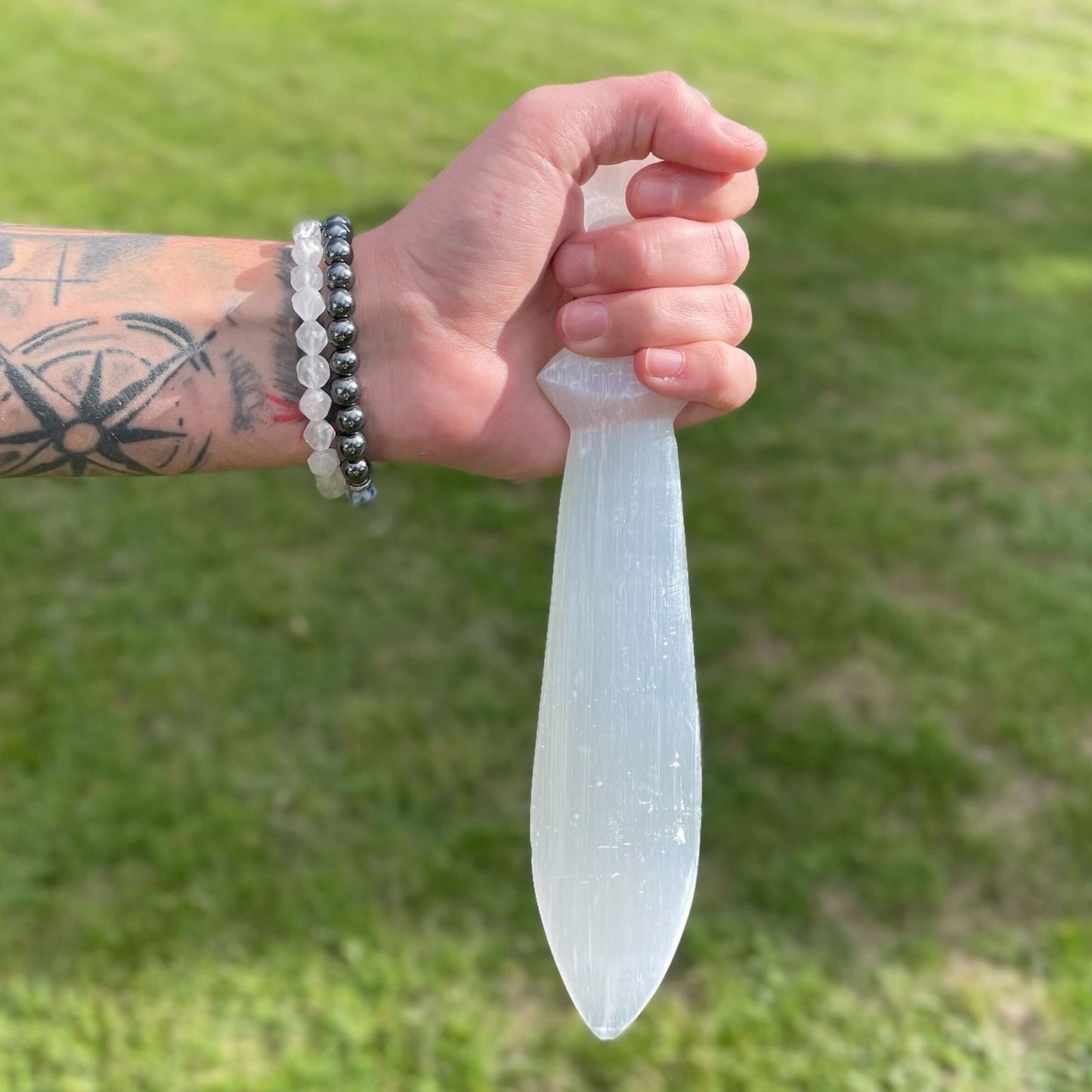Selenite Lrg Ritual Knife - Spiral (25cm) - Luna Temple