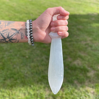 Selenite Lrg Ritual Knife - Spiral (25cm) - Luna Temple