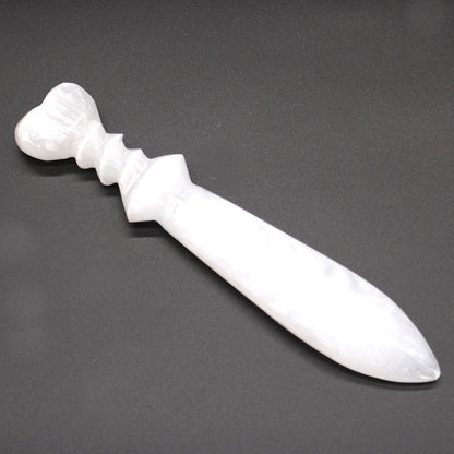 Selenite Lrg Ritual Knife - Spiral (25cm) - Luna Temple