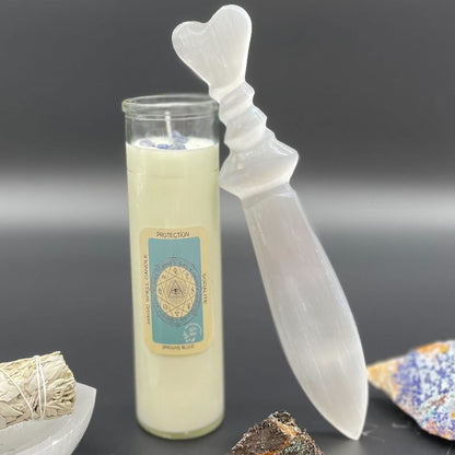 Selenite Lrg Ritual Knife - Spiral (25cm) - Luna Temple