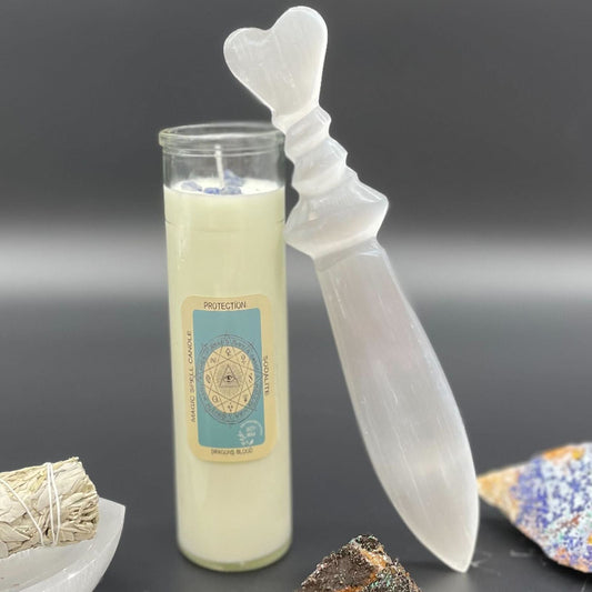 Selenite Lrg Ritual Knife - Spiral (25cm) - Luna Temple