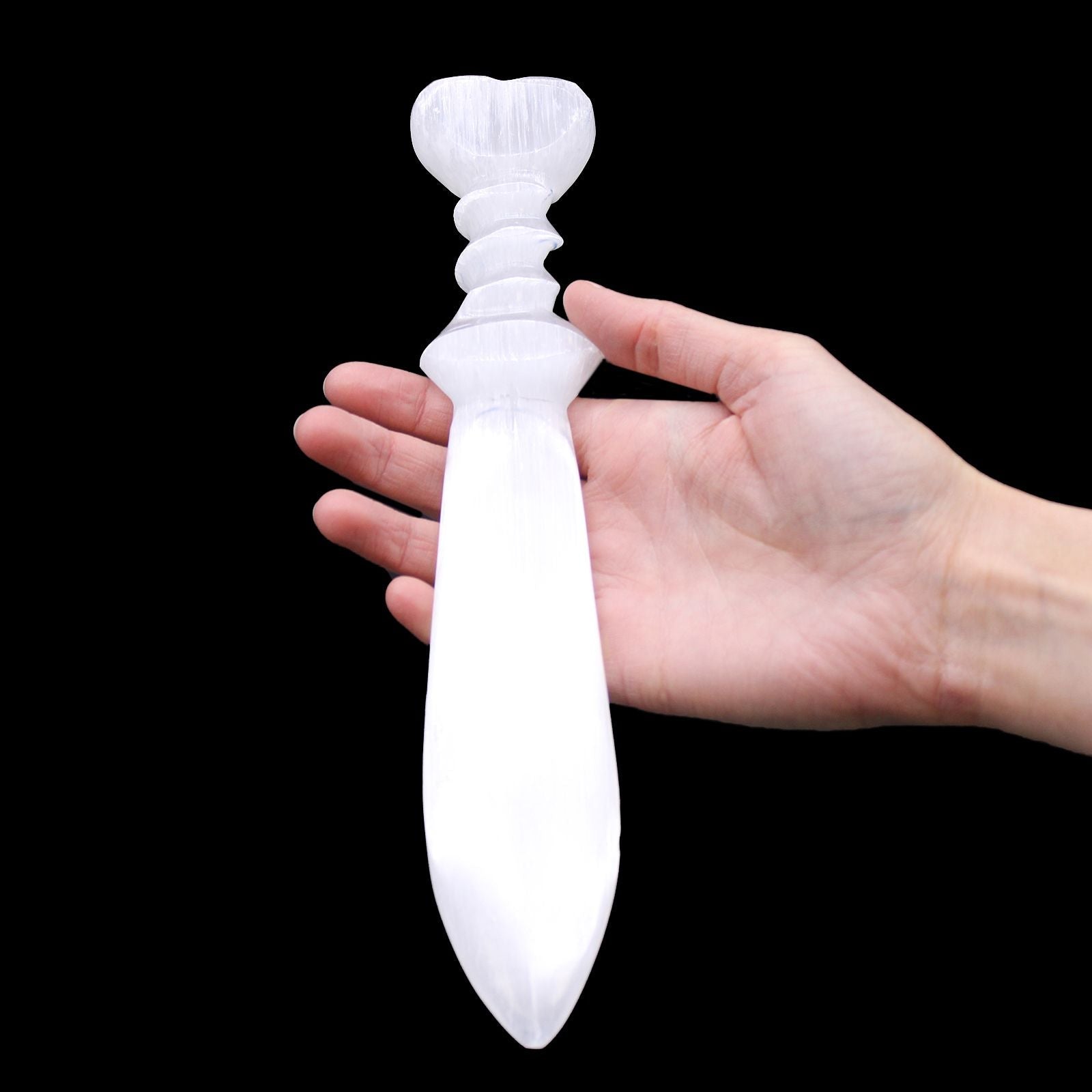 Selenite Lrg Ritual Knife - Spiral (25cm) - Luna Temple