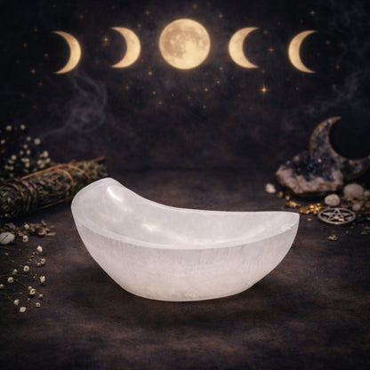 Selenite Moon Bowl - 10cm - Luna Temple