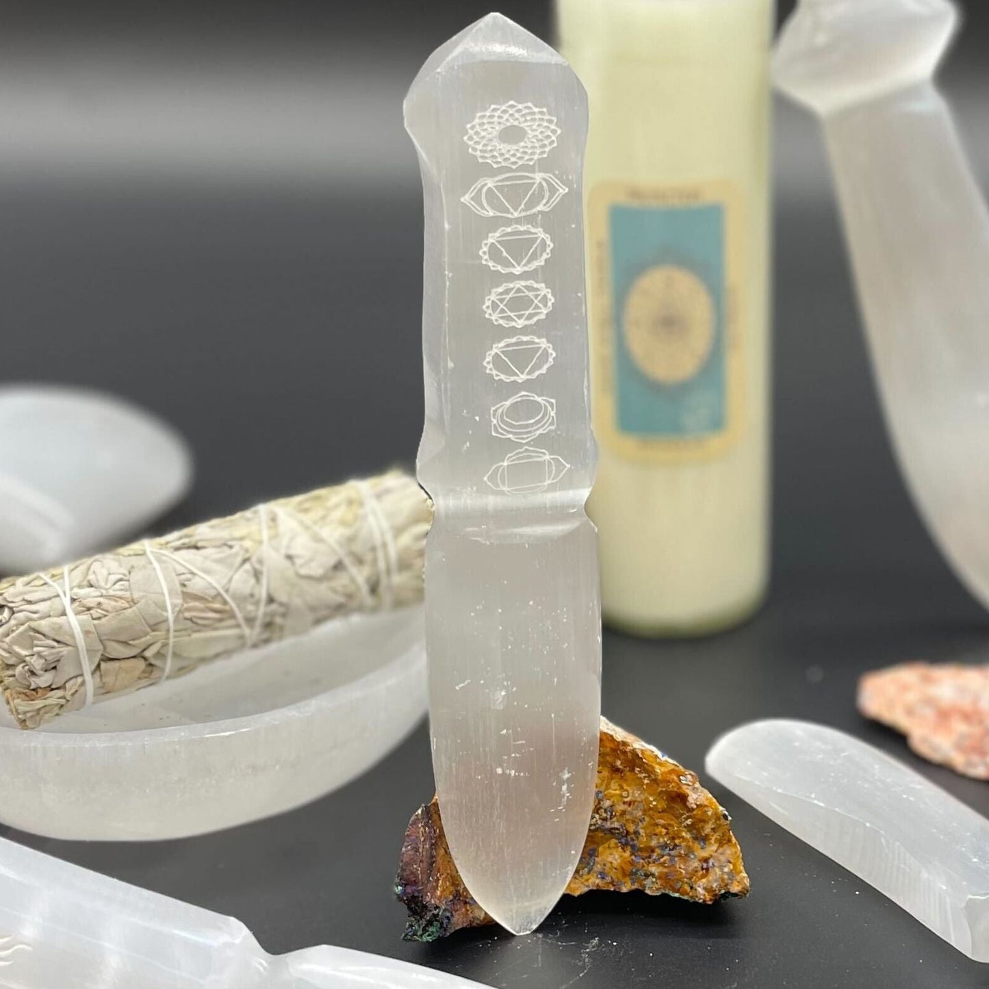 Selenite Ritual Knife - Chakra - Luna Temple