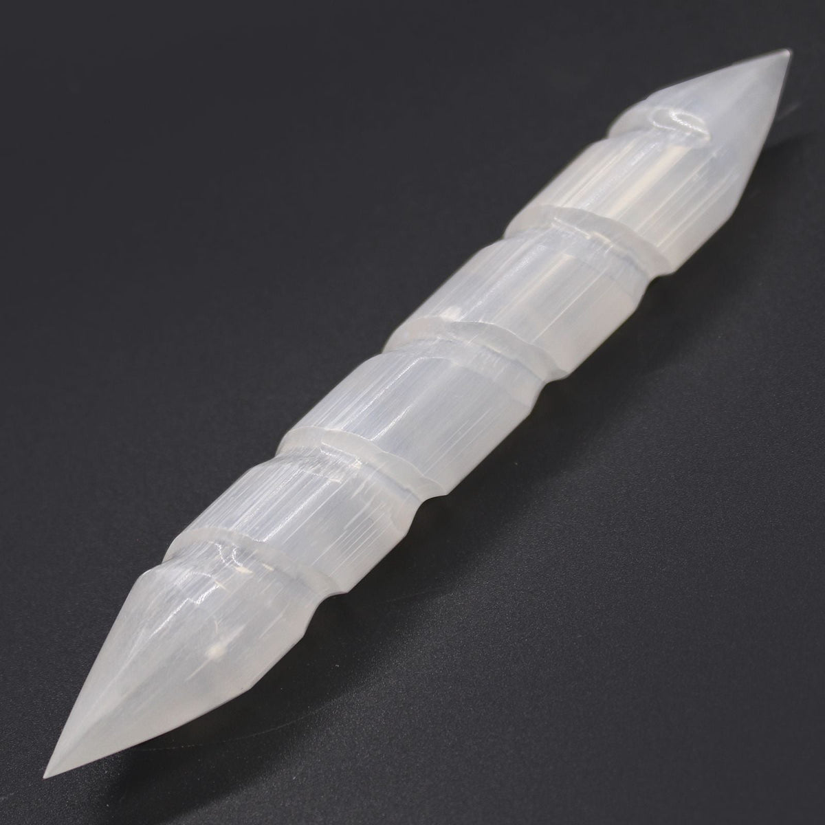 Selenite Spiral Wand – Double Point - Luna Temple