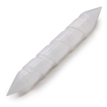 Selenite Spiral Wand – Double Point - Luna Temple