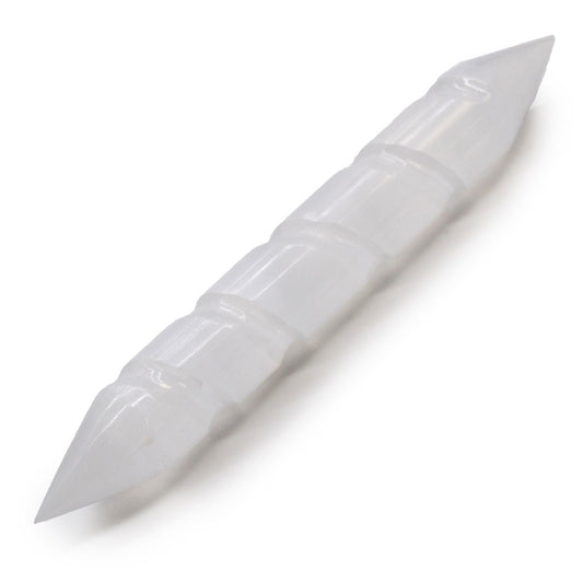 Selenite Spiral Wand – Double Point - Luna Temple