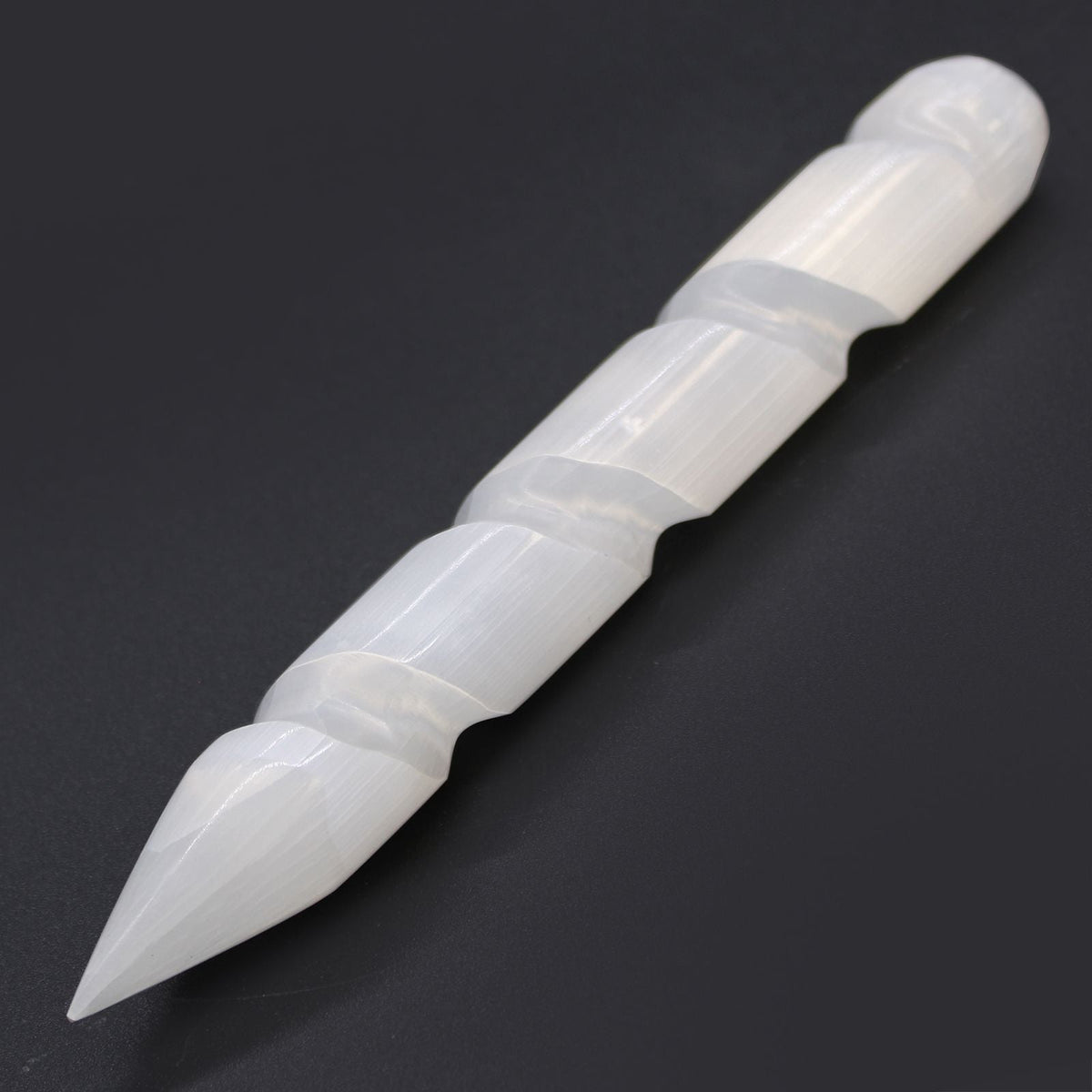 Selenite Spiral Wand – Single Point - Luna Temple