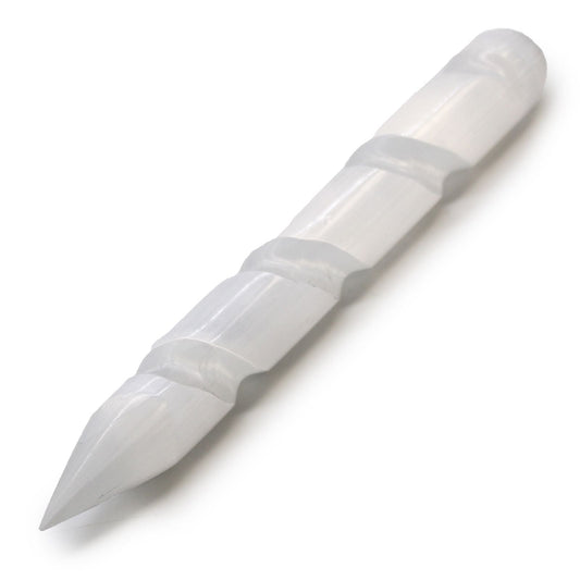 Selenite Spiral Wand – Single Point - Luna Temple
