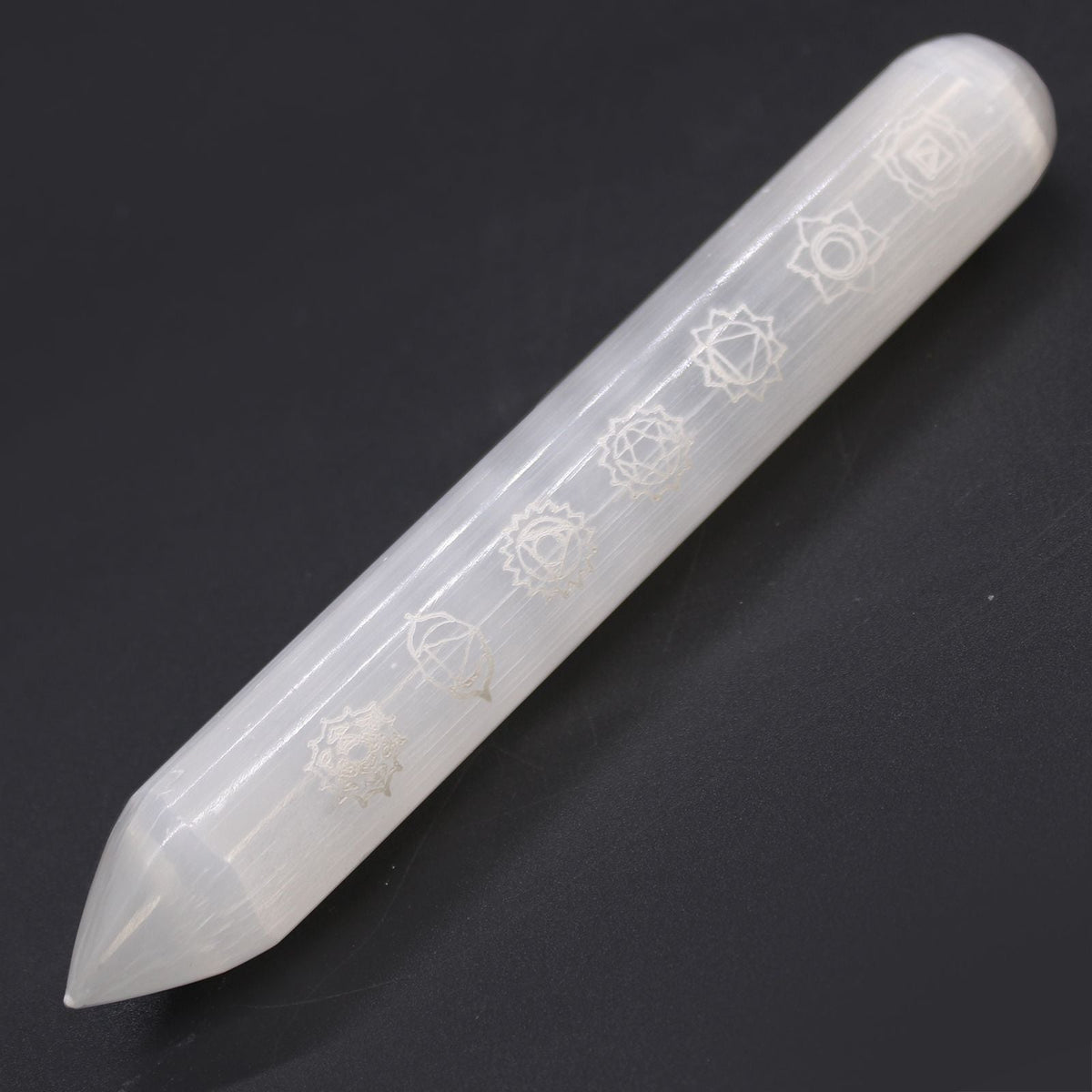 Selenite Wand – Seven Chakra Design - Luna Temple