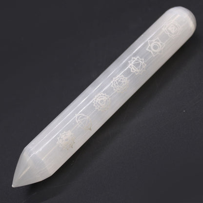 Selenite Wand – Seven Chakra Design - Luna Temple