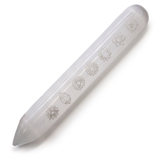Selenite Wand – Seven Chakra Design - Luna Temple